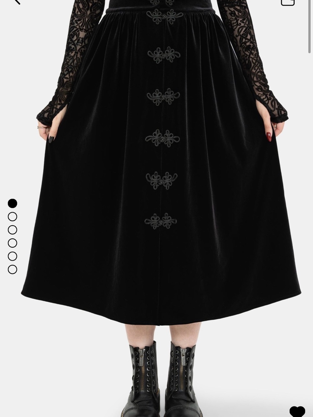 Disturbia Nova Velour Frog Closure Midi Skirt New With Tags Size 14 - Picture 2 of 7